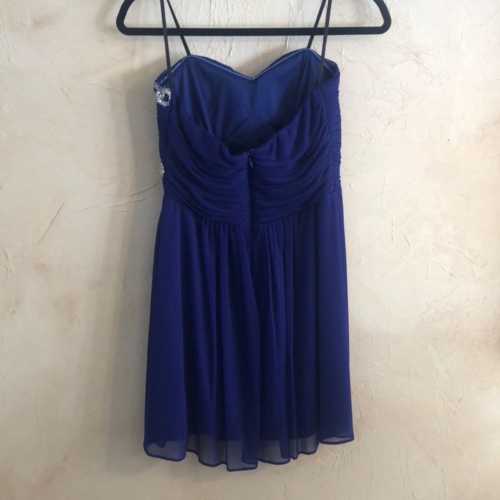 Blonde Nites Royal Blue Strapless Dress Size 3 - Picture 2 of 5
